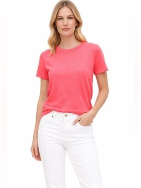 L’Agence Cory Neon Coral Cotton Tee Size Large NWT